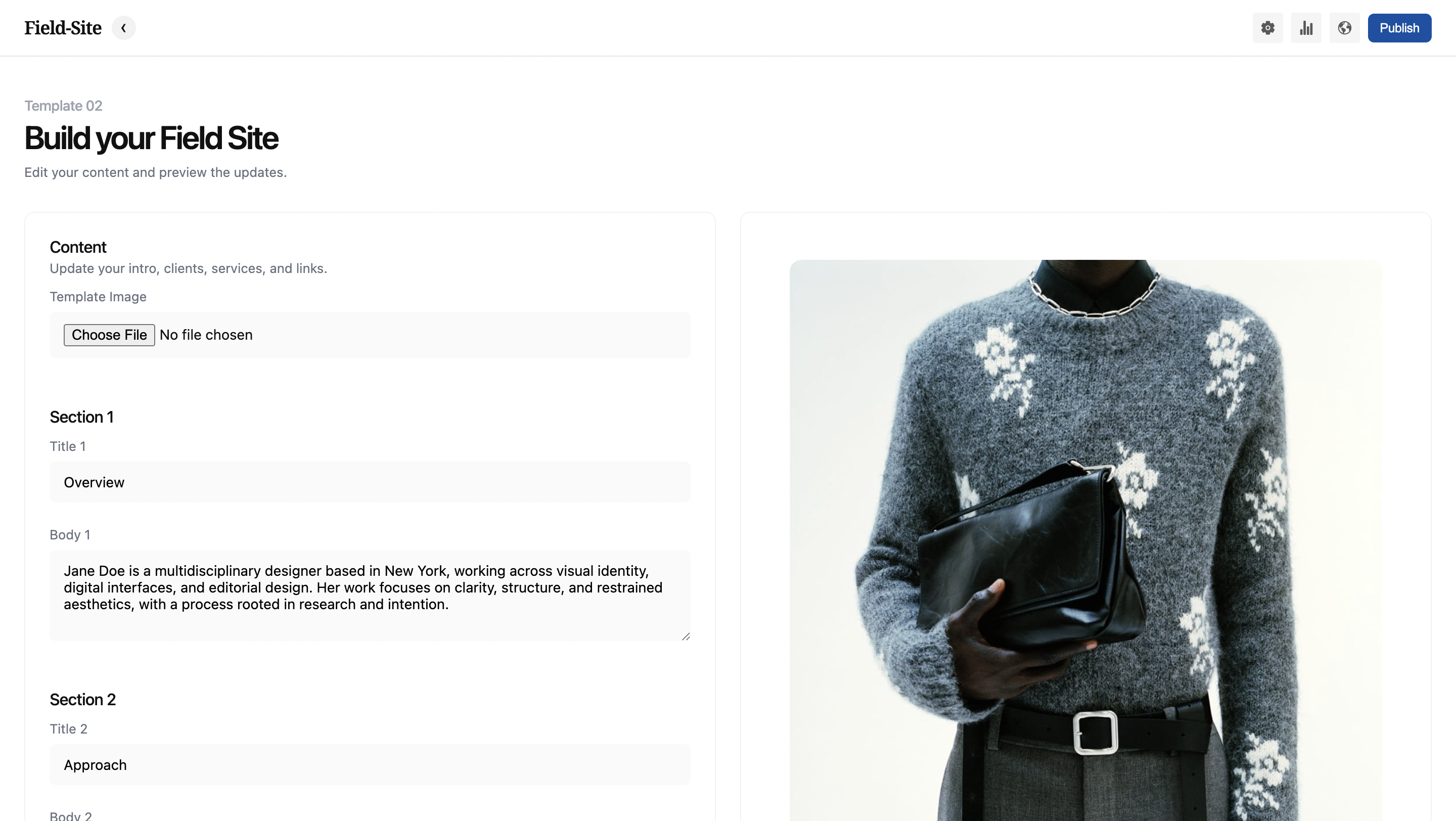 Edit content preview
